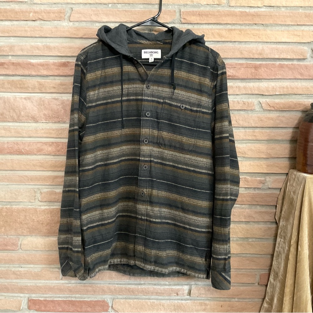 Men’s Billabong Baja Flannel Striped Hoodie Medium